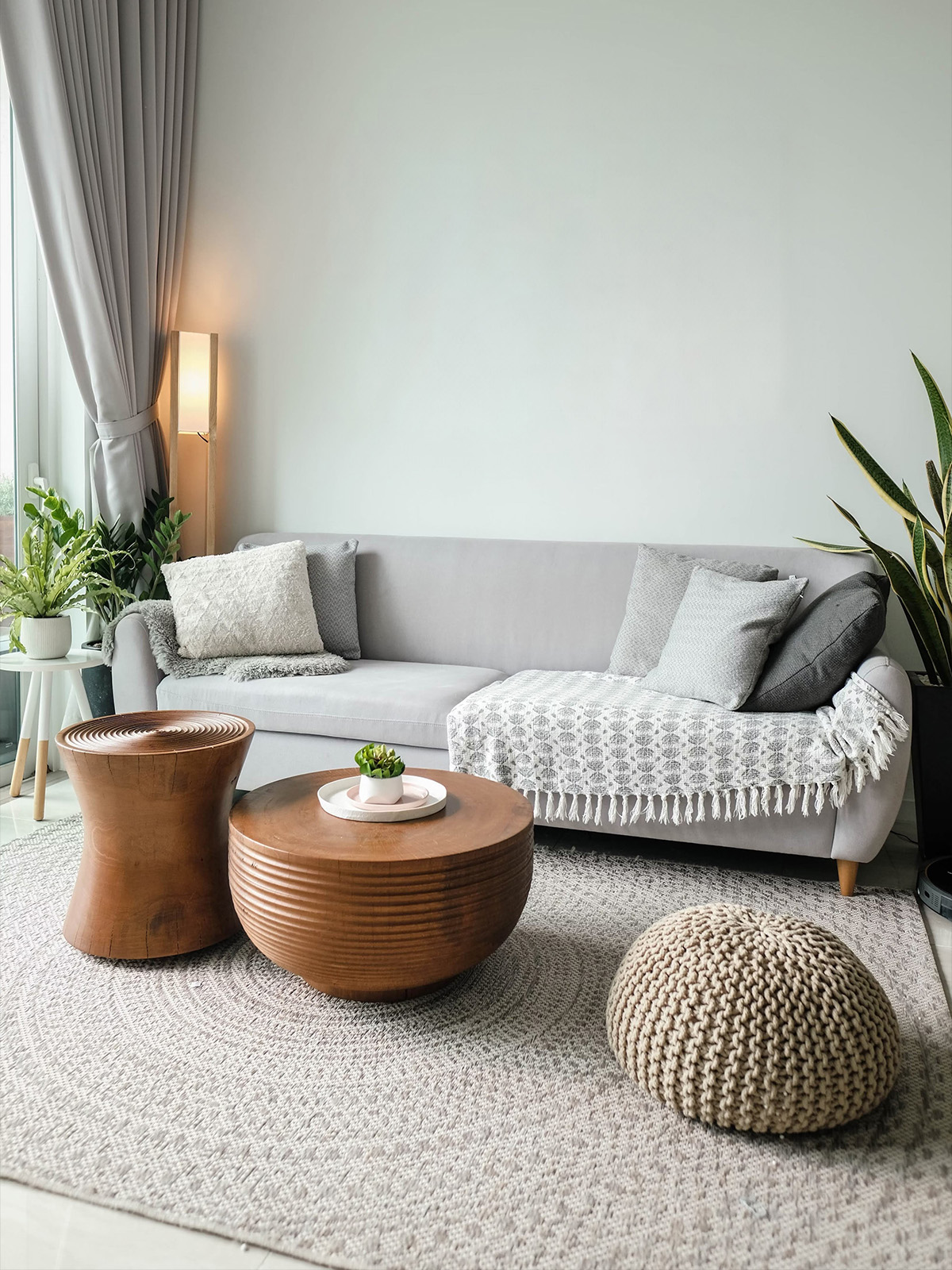 Living room with sofa mockup